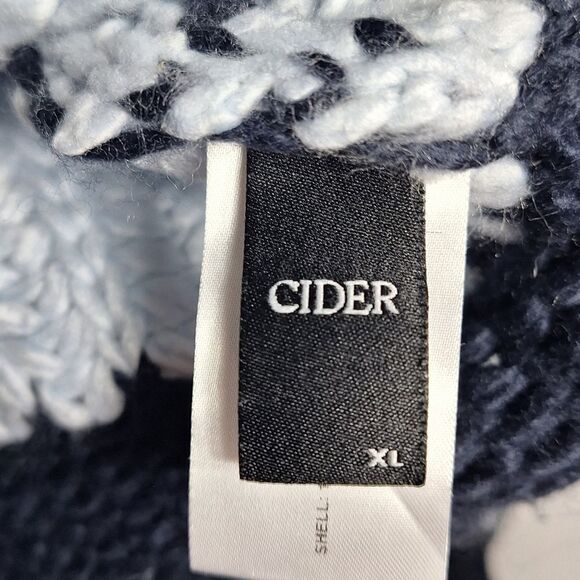 Cider Open Front Sweater Cardigan Open Front Navy Light Blue Tie Closure XL - Picture 2 of 6